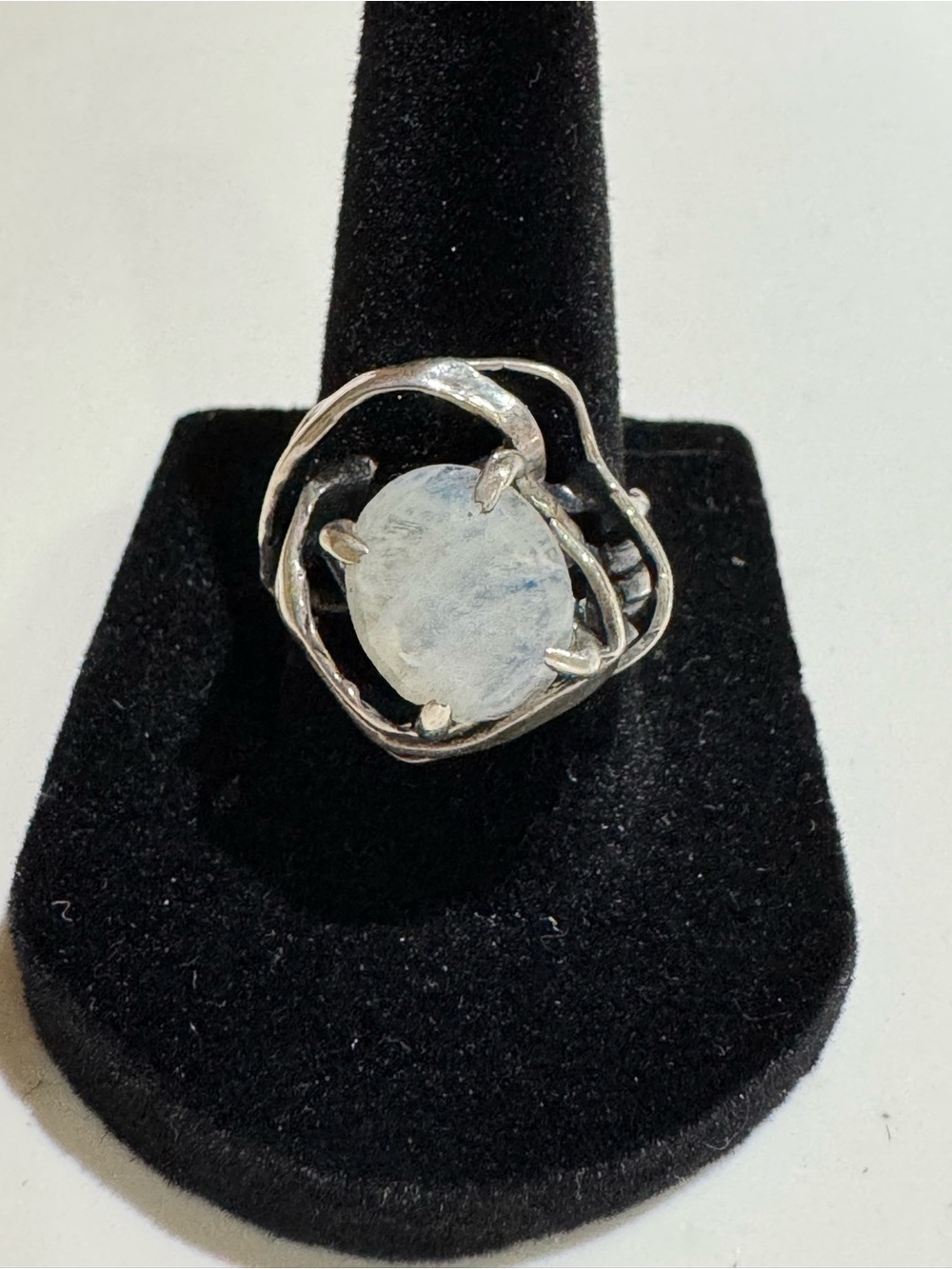 Sterling Silver Faceted Rainbow Moonstone Ring